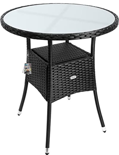 Ronde Weerbestendige Tuintafel met Glas 60x74cm - Perfect voor Balkon en Terras