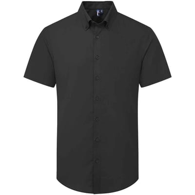 Premier Heren Supreme Oxford overhemd met korte mouwen (Zwart)
