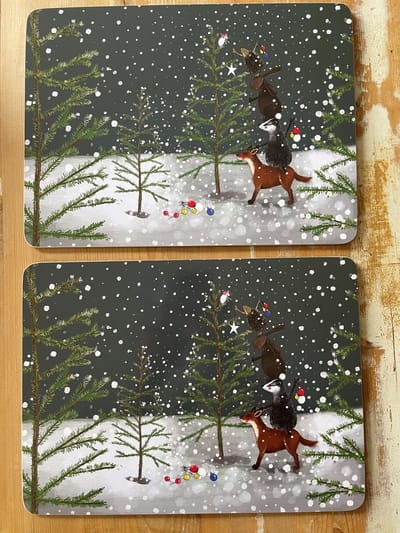 Alex Clark Placemats(MEDIUM FORMAAT) Decorating the Tree ~ Kerstboom versieren Kerst/winter