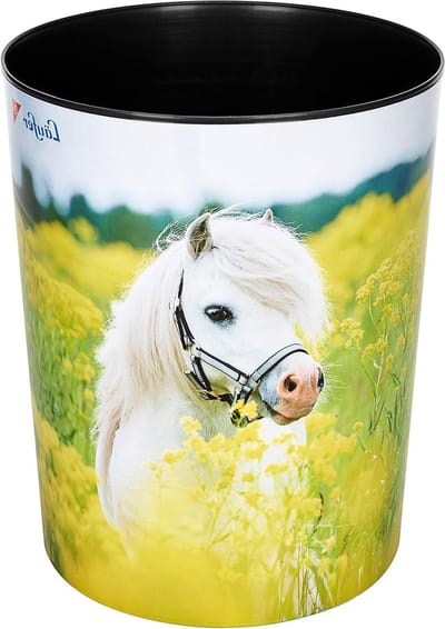 Prullenbak Kind - Afvalemmer Kinderkamer - Afval Scheiden - Motief Paard Koolzaadveld - 13 Liter - Meerkleurig