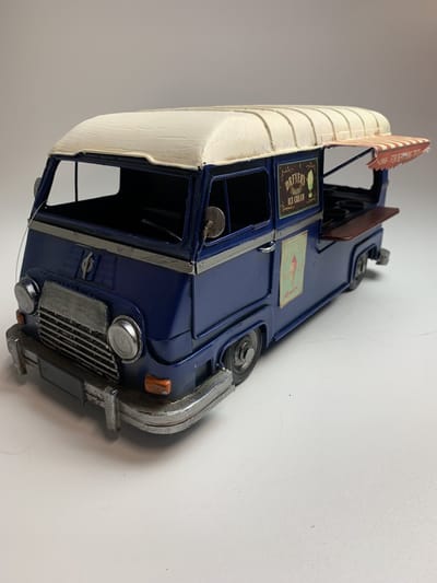 Retro Bus Camper foodtruck metaal ijs verkoop wagen Blauw