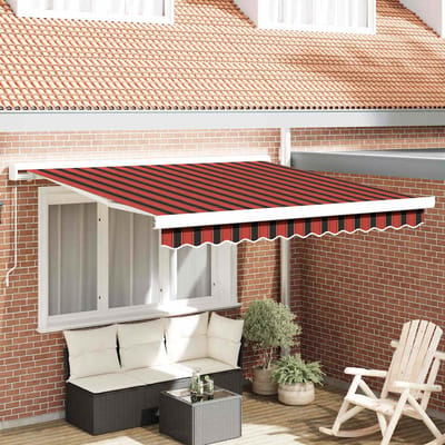 vidaXL - Uitschuifbare - luifel - Rood - en - Zwart - 350 - x - 250 - cm