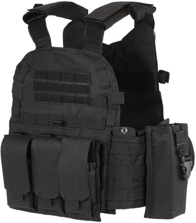 Tactisch vest - Met klittenband - Accessoires voor luchtbukskleding - Paintball - Veiligheidsvest - Beschermend vest - Outdoor - Militair - Vest voor volwassenen - 55 * 45 cm - Zwart