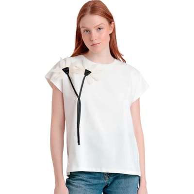 T-shirt Korte Mouw Admas T-shirt met slipe mouwen Flor Aplicada
