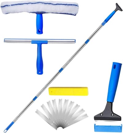 Glaswisser Schrobber - Tegelreiniger Tool - Badkamer Schoonmaken - Telescopische Draaibare Kop - 42 x 18.5 x 9 cm