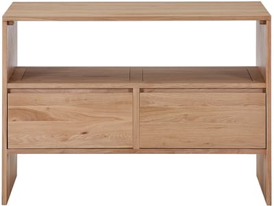 Vente-unique Wastafelmeubel van massief eikenhout - Licht natuurlijk - 110 cm - CAVIZO