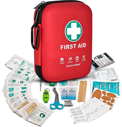General Medi EHBO Kit 170 Delig - Complete Verbanddoos & EHBO Koffer - First Aid Kit voor Thuis, Auto & Reizen - Waterdichte EHBO Tas met Nooddeken