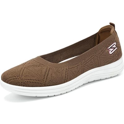 Damesschoenen Casual Schoenen In Zomer Zachte Zool Zonder Vermoeidheid, Veelzijdig Ademend Moederschoenen Eén Voet Luie Schoenen Vliegend Mesh Schoenen 40 brown