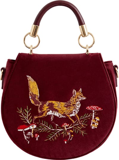Fable England - Handtas - Tas - Rood - One size - Fox & Mushroom Embroidered