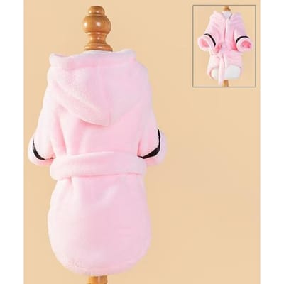 Huisdierpyjama met capuchon Verdikte luxe zachte katoenen badjas met capuchon, sneldrogend en superabsorberende hondenbadhanddoek S