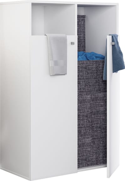 VCM badkamerkast met wasmand, afvalbak, badkameropbergruimte met wasmand, wasmand, badkamerwaskast Stoffen waskast Waskist Wasmand Stoffen waskist Dreso XL 2f