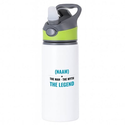 Hacebo® - the man the myth the legend met je eigen naam waterfles met rietje groen - iemand die een legend is - de man - myth - mythe - legendarisch - verjaardagscadeau - verjaardag - cadeau - kado - geschenk - gift - water fles - 650ML