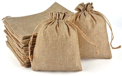 Dailygoods- Geschenkzakje Linnen 17x23cm - Jute Zakje - Sieraden/Accessoires - Multifunctioneel - 20 Stuks - Koord Sluiting - Sieradenzakje