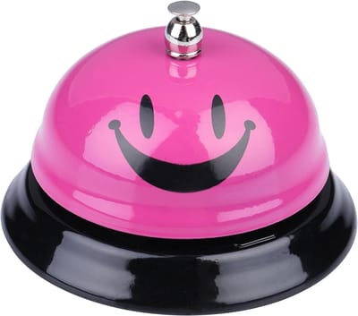 Bel voor Service - Ringklok Receptie - Klantenservice Melden - Vrolijk Smiley Gezicht - 8.7 cm - Roze Geel