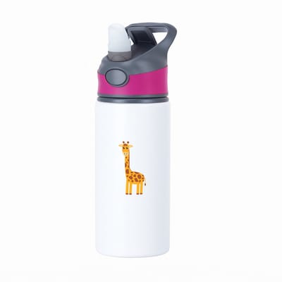 Hacebo® - Giraffen waterfles met rietje roze - Giraffe - Dieren liefhebbers - Zoogdier - dierentuin - safari - water fles - 650ML