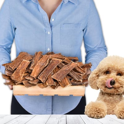 kauwsnacks voor honden 1 kg (ca. 43-48 stuks) | natuurlijke runderlekkernijen | single proteïne | zonder ruwe huid | eiwitrijk | platte stroken van runderslib