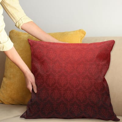 ABAKUHAUS Kussenhoes – Vintage Bloemen Ombre – 40x40 cm – Zwart-Rood