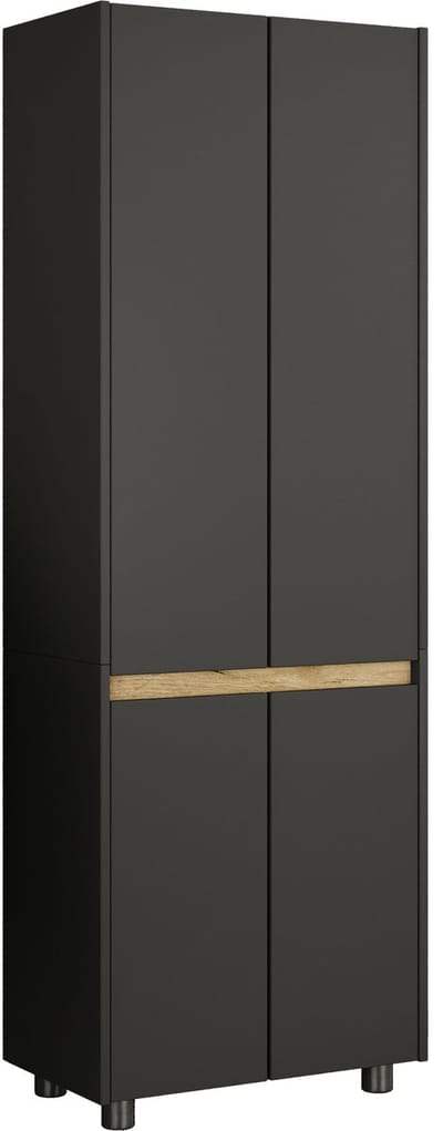 VCM Holz-Badezimmerschrank - Hochschrank mit vier Drehtüren, Maße ca. H. 165 x B. 57 x T. 33 cm, robustes Badmöbel für mehr Stauraum, breite Kommode Cosila