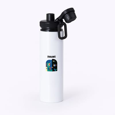 Hacebo® - Duiken met eigen naam waterfles met draaidop zwart - Zwemmen - Duiker - Sport - water fles - 850ML