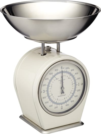 KitchenCraft Living Nostalgia Mechanische Keukenweegschaal - 4 kg (8 lbs) - Antiek Crème