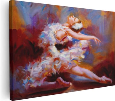 Artaza Canvas Schilderij Danseres - 30x20 cm - Klein - Wanddecoratie Ballet - Muurdecoratie Vrouw - Schilderijen Op Canvas Woonkamer