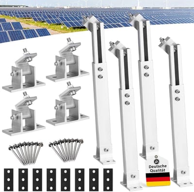 2st PV Zonnepaneel Steunen, Plat Dak 0-40°, Aluminium, 36-72cm, Geschikt voor Balkoncentrale, Camper, Boot & Dak