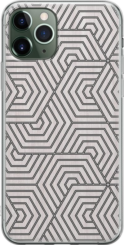 Leuke Telefoonhoesjes - Hoesje geschikt voor iPhone 11 Pro - Geometrisch - Soft case - TPU - Print / Illustratie - Grijs
