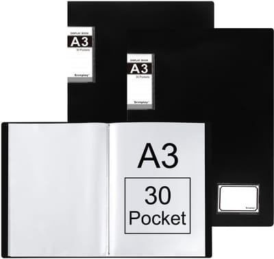 Dailygoods- Presentatiemap A3 Groot Formaat - 30 Vakken - 2 Stuks - Kunstwerk/Schilderij - Eenvoudige Papierwissel - Transparante Insteekhoezen - Portfolio
