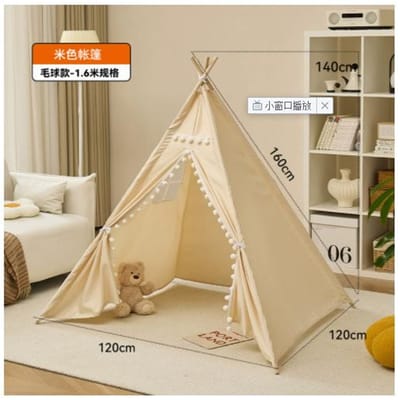 Draagbare Speeltent voor Kinderen 1,6m1,3m Binnenspeelhuis Wigwam Kindertipi Teepee Peuter Ballenbak Kasteel Speelkamer voor Meisjes