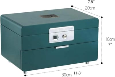Sieradendoos Hout - Juwelendoos Organizer - Veilig Opbergen - Vingerafdruk Slot - 12 x 14 x 12 cm - Theewit