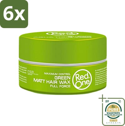 Red One - Haarwax - Groen - Aqua Hair Gel Wax - Voor Stevige Styling & Verzorging - 150 ml - Voordeelverpakking - 6 stuks - Styling wax - Haargel wax