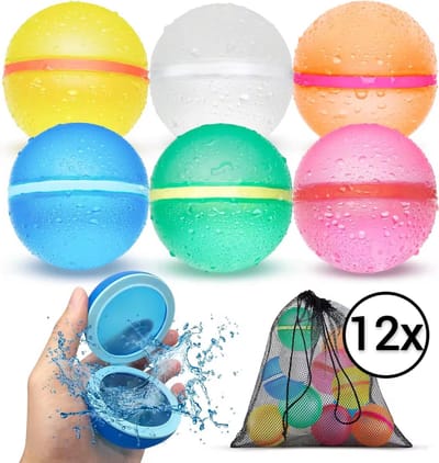 Nereb - Herbruikbare Waterballonnen - Zelfsluitend - Waterbal - Speelgoed - 12 Stuks Inclusief Opberg Netje