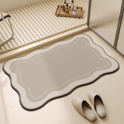 Diatomeeënaarde Vloermat Vuilafstotend en Gemakkelijk te reinigen Antislipmat Huishoudelijk Waterabsorberend Sneldrogend Voetmat Slijtvast Badkamervloermat 40 * 60cm beige