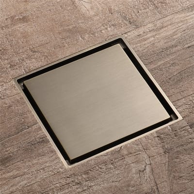 Douchegoot - Waste afvoerplug - douche afvoer - afvoergoot - sifon - vloerafvoer - vierkant - 10*10cm - douchevloer - met afneembaar deksel rooster en haarzeef - messing - Bronzen