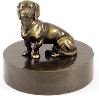 Teckel gladharig zittend - Verbronsd Honden Asbeeld Dieren Urn Voor Uw Geliefde Hond