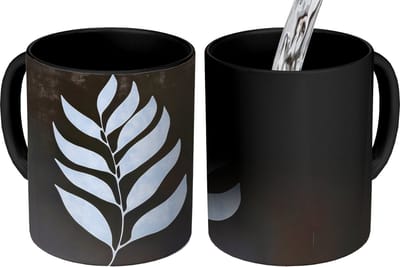 Magische Mok - Foto op Warmte Mokken - Koffiemok - Blad - Wit - Minimalistisch - Magic Mok - Beker - 350 ML - Theemok