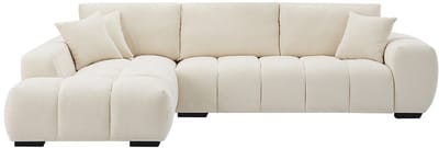 Vente-unique Hoekbank met hoek links van beige stof BERENIA