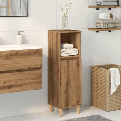 vidaXL - Badkamerkast - 30x30x100 - cm - bewerkt - hout - artisanaal - eikenkleurig