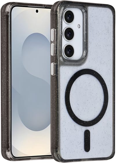 TUNIQ telefoonhoesje voor Samsung Galaxy S25 - MagSafe met glitter - Zwart