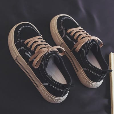 Mango Head Canvas Schoenen Dames Dunne Zolen Lente Grote Kop Voeten Breed Casual Veelzijdige Boardschoenen Student Lelijk Schattig Vierkante Kop Witte Schoenen 40 zwart
