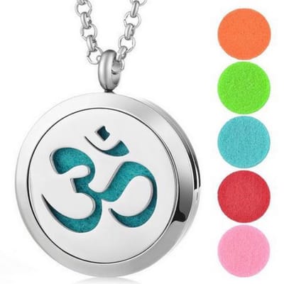 Geurketting met OHM teken | Ketting 60CM met aromatherapie medaillon | Geurhanger 30mm, inclusief 10 geurpads