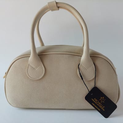 damestas - leer/suede - handtas - schoudertas - Italië - top kwaliteit - licht beige - Michelle