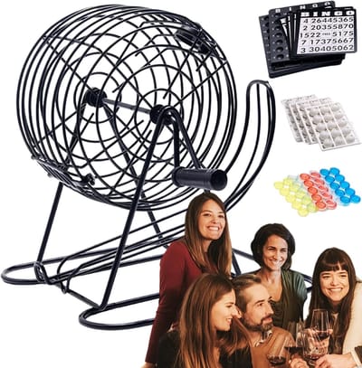 Bingo Trommel - Loterij Machine - Spelavonden Organiseren - Gebogen Grendel Fixatie - 21 x 20 cm - Metaal