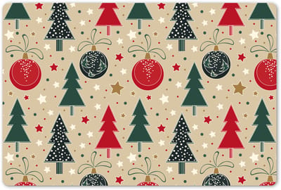 Placemats 45x30 cm - Placemat kunststof - 1 stuk - Illustratie - Kerst - Sterren - Borden onderleggers - Decoratie voor op tafel - Keuken tafeldecoratie accessoires - Vinyl onderlegger - Tafelversiering