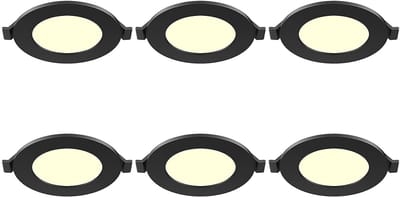 LED Downlight Inbouwspot 6 Stuks - Brinton Thin - 3W 220lm 120° Bundelhoek - Warm Wit 3000K - IP40 - Rond - Zwart - Ø85mm Buitenmaat - Ø70mm Zaagmaat