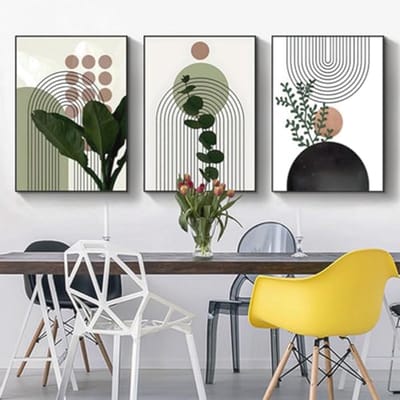 Moderne wandposterset met natuurthema - Abstracte botanische kunst - Bohemian wanddecoratie (3 stuks, 50 x 70 cm)