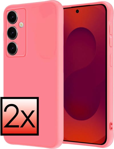 Hoesje - 2 Stuks - Geschikt voor Samsung Galaxy S25 - Sterk & Shockproof - Case Siliconen - Back Cover - Telefoon Hoes - Licht Roze