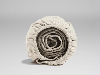 Yumeko hoeslaken percal katoen wit zand 140x190x30 - Bio, eco & fairtrade