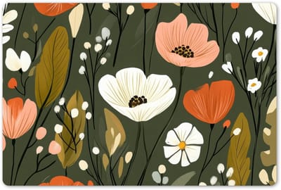 Placemats 45x30 cm - Placemat kunststof - 1 stuk - Bloemen - Illustratie - Groen - Borden onderleggers - Decoratie voor op tafel - Keuken tafeldecoratie accessoires - Vinyl onderlegger - Tafelversiering