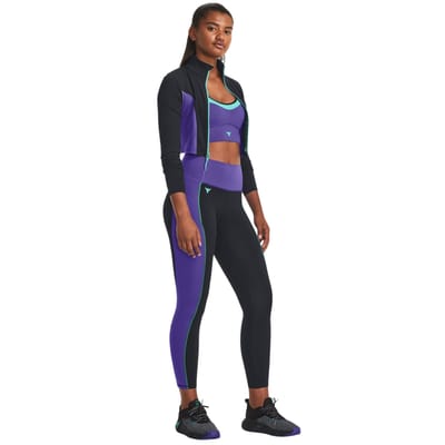 Under Armour Project Rock kort sportjack voor dames (Paars/Zwart)